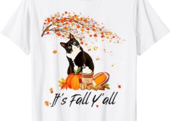It’s Fall Y’all Cute Black Cat Lovers Thanksgiving Halloween T-Shirt T-Shirt PNG File
