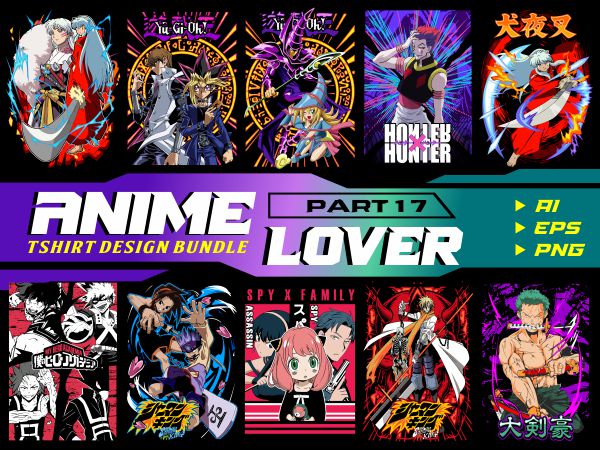Populer anime lover tshirt design bundle illustration part 17