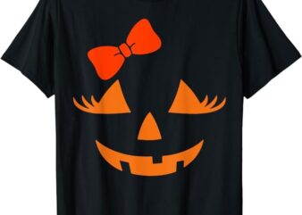 Jack O Lantern Eyelashes Pumpkin Face Halloween Girls Women T-Shirt PNG File