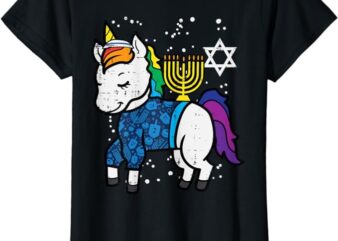 Jew Unicorn Hanukkah Chanukah Jewish Girls Kids Toddler T-Shirt PNG File