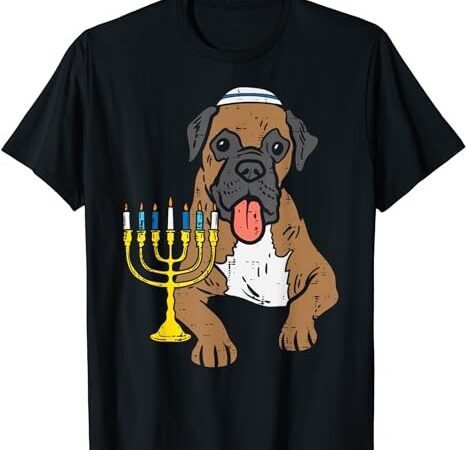 Jewish boxer dog menorah hanukkah pajamas chanukah pjs t-shirt png file