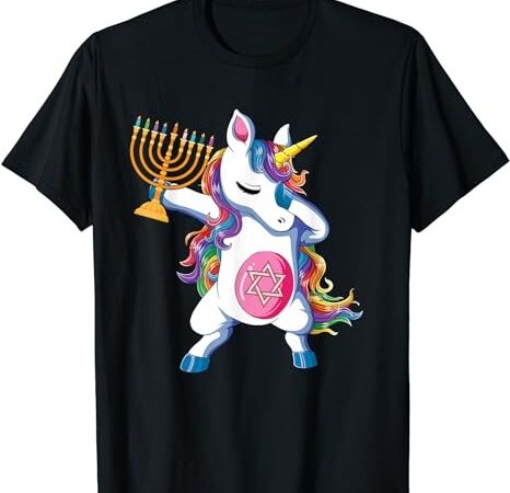 Jewnicorn funny hanukkah unicorn girl women pajamas t-shirt png file