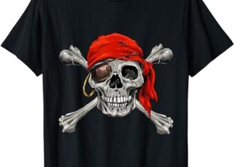 Jolly Roger Pirate Shirt Skull & Crossbones Shirt Halloween T-Shirt PNG File