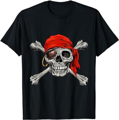 Jolly Roger Pirate Shirt Skull & Crossbones Shirt Halloween T-Shirt PNG File