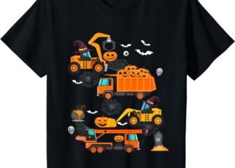 Kids Construction Vehicle Halloween Crane Truck Pumpkin Boys Kids T-Shirt PNG File