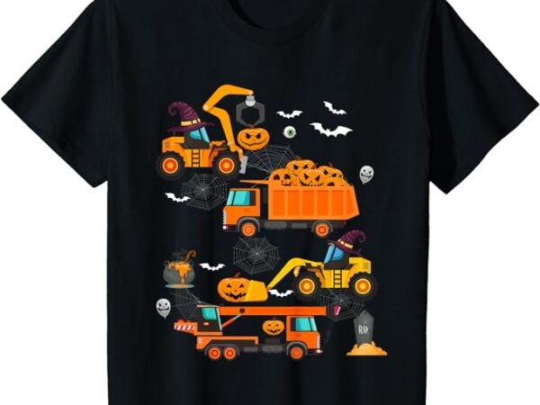 Kids construction vehicle halloween crane truck pumpkin boys kids t-shirt png file Kids construction vehicle halloween crane truck pumpkin boys kids t-shirt png file