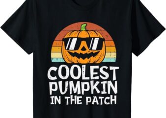 Kids Coolest Pumpkin In The Patch Toddler Boys Halloween Kids T-Shirt PNG File