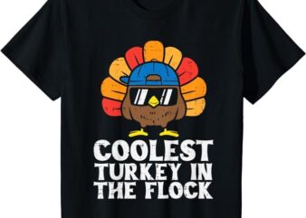 Kids Coolest Turkey In The Flock Toddler Boys Thanksgiving Kids T-Shirt