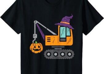 Kids Crane Truck Pumpkin Toddler Baby Boys Halloween Kids T-Shirt PNG File