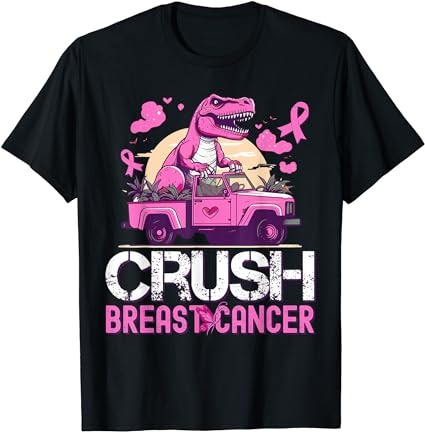 Kids crush breast cancer awareness monster truck toddler boy t-shirt png file