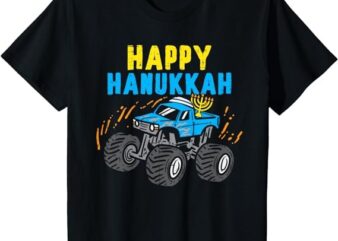 Kids Happy Hanukkah Monster Truck Jew Kids Toddler Boys Hanukkah T-Shirt PNG File