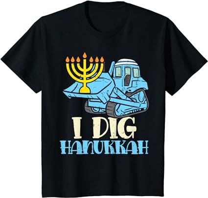 Kids i dig hanukkah bulldozer construction toddler chanukah boys t-shirt png file