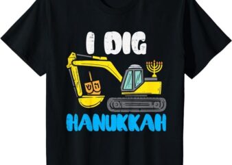 Kids I Dig Hanukkah Excavator Construction Toddler Hanukkah Boys T-Shirt PNG File