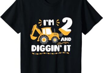 Kids I’m 2 And Digging It 2nd Birthday Decorations 2 Years Old T-Shirt