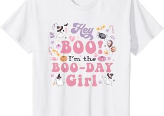 Kids I’m The Boo-Day Girl Hey Boo Halloween Birthday Matching T-Shirt PNG File