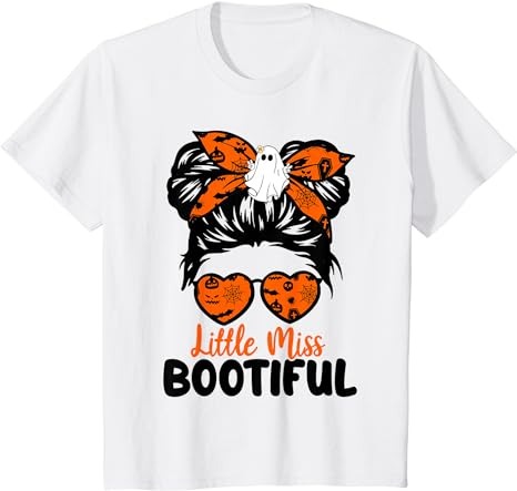 Kids messy bun little miss bootiful boo halloween costume girls t-shirt png file