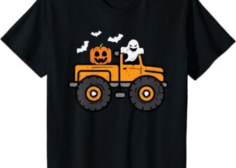Kids Monster Truck Ghost Pumpkin Halloween Costume Toddler Boys T-Shirt PNG File