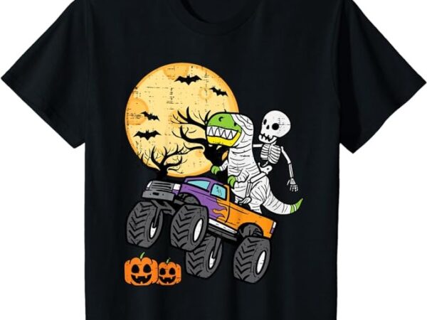 Kids skeleton dino monster truck halloween costume toddler boys t-shirt png file
