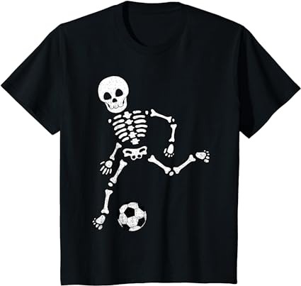 Kids skeleton soccer shirt halloween sport player costume t-shirt png file