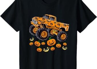 Kids Spooky Monster Truck Pumpkin Halloween Costume Toddler Boys T-Shirt PNG File
