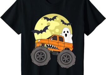 Kids Toddler Boys Halloween Monster Truck Spooky Cute Ghost T-Shirt