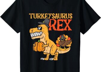 Kids Turkeysaurus Rex Dab Turkey Dino Toddler Boys Thanksgiving T-Shirt