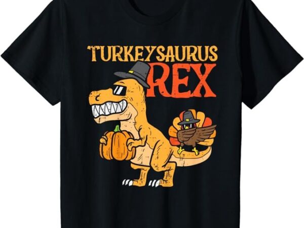 Kids turkeysaurus rex dab turkey dino toddler boys thanksgiving t-shirt