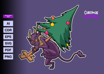 Krampus Stealing Christmas Tree