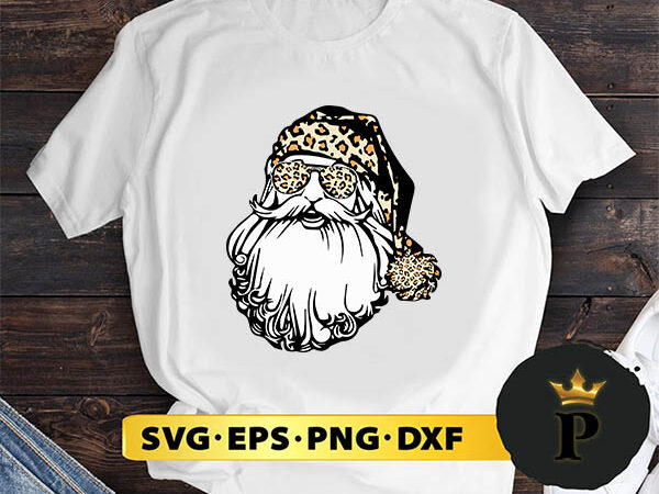 Leopard santa claus svg, merry christmas svg, xmas svg png dxf eps t shirt vector graphic