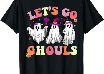 Let’s Go Ghouls Halloween Ghost Outfit Costume Retro Groovy T-Shirt