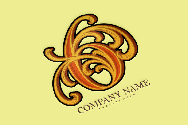 Elegant lettering number 6 monogram logo