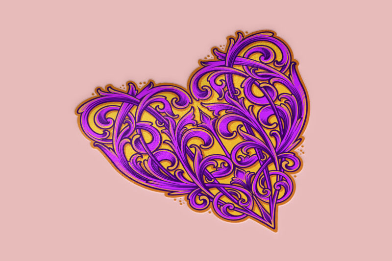 Ornate heart emblem classic elegance ornament