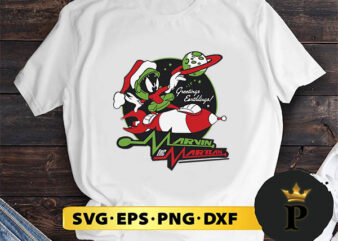 Looney Tunes Christmas Marvin The Martian Greetings SVG, Merry Christmas SVG, Xmas SVG PNG DXF EPS t shirt vector graphic
