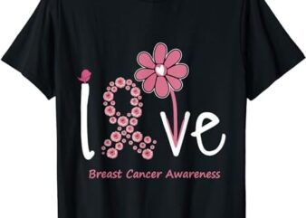 Love Breast Cancer Pink Ribbon Floral For Women And Men T-Shirt PNG File