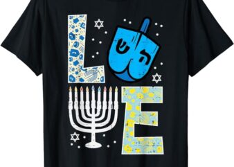 Love Dreidel Menorah Jew Hanukkah Chanukah Men Women Kids T-Shirt PNG File