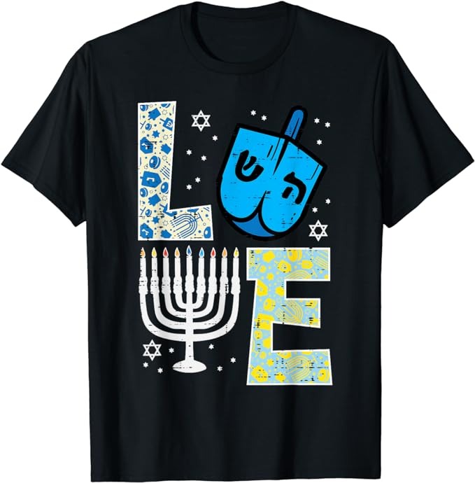 Love Dreidel Menorah Jew Hanukkah Chanukah Men Women Kids T-Shirt PNG File