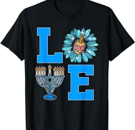 Love jewish daisy hanukkah chanukah women girls pajamas t-shirt png file