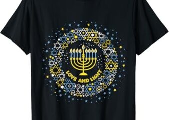 Love And Light Menorah Jewish Hanukkah Pajamas Chanukah PJs T-Shirt PNG File