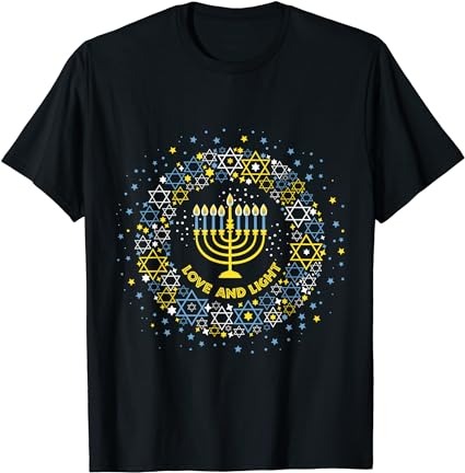 Love and light menorah jewish hanukkah pajamas chanukah pjs t-shirt png file