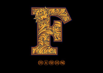 Luxury F lettering classic monogram logo t shirt vector graphic