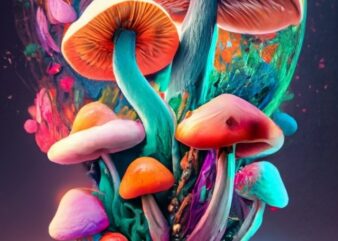 Magical Mushrooms inside of a circle PNG File