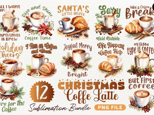 Christmas coffee late sublimation designs png bundle