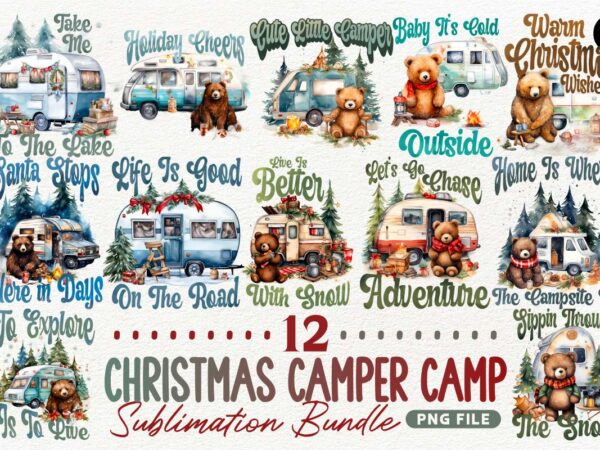 Christmas camper camp sublimation designs png bundle