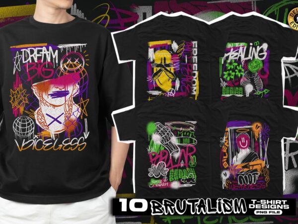 Brutalism t-shirt designs bundle, brutalist graphic t-shirt