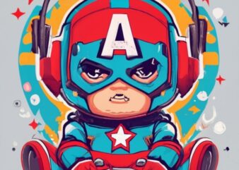 Marvel Baby capitán América “ray” gamer on a t-shirt design PNG File