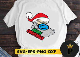Mask Wearing Quarantine Santa SVG, Merry Christmas SVG, Xmas SVG PNG DXF EPS t shirt designs for sale