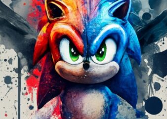 Mateo t-shirt design, Sonic the hedgehog. watercolor splash PNG File