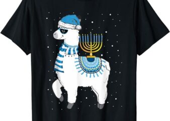 Menorah Hanukkah Llama Cute Alpaca Chanukah Christmas Pajama T-Shirt PNG File