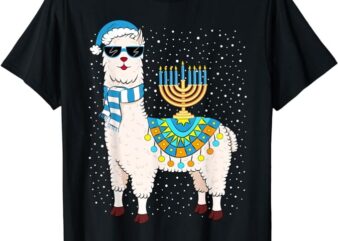 Menorah Hanukkah Llama T-Shirt Cute Alpaca Chanukah Gift T-Shirt PNG File