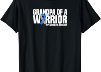 Mens Grandpa of a Warrior Type 1 Diabetes Awareness T-Shirt PNG File